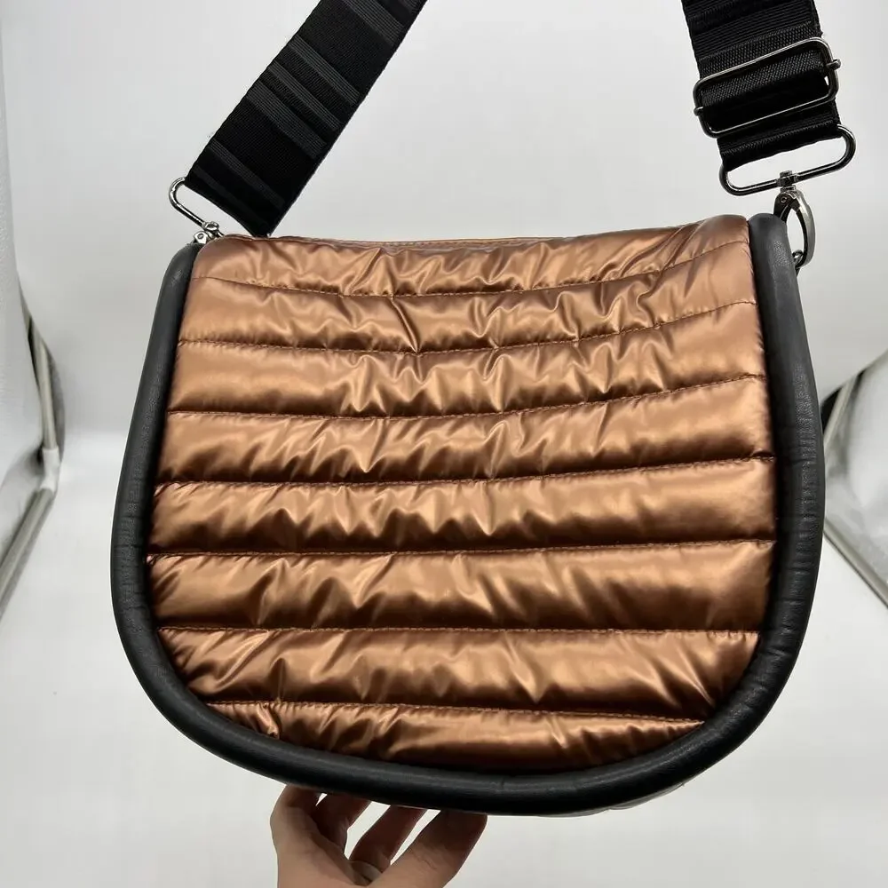 Think Royln Audrey VL Trim Crossbody Purse Pearl Copper Color